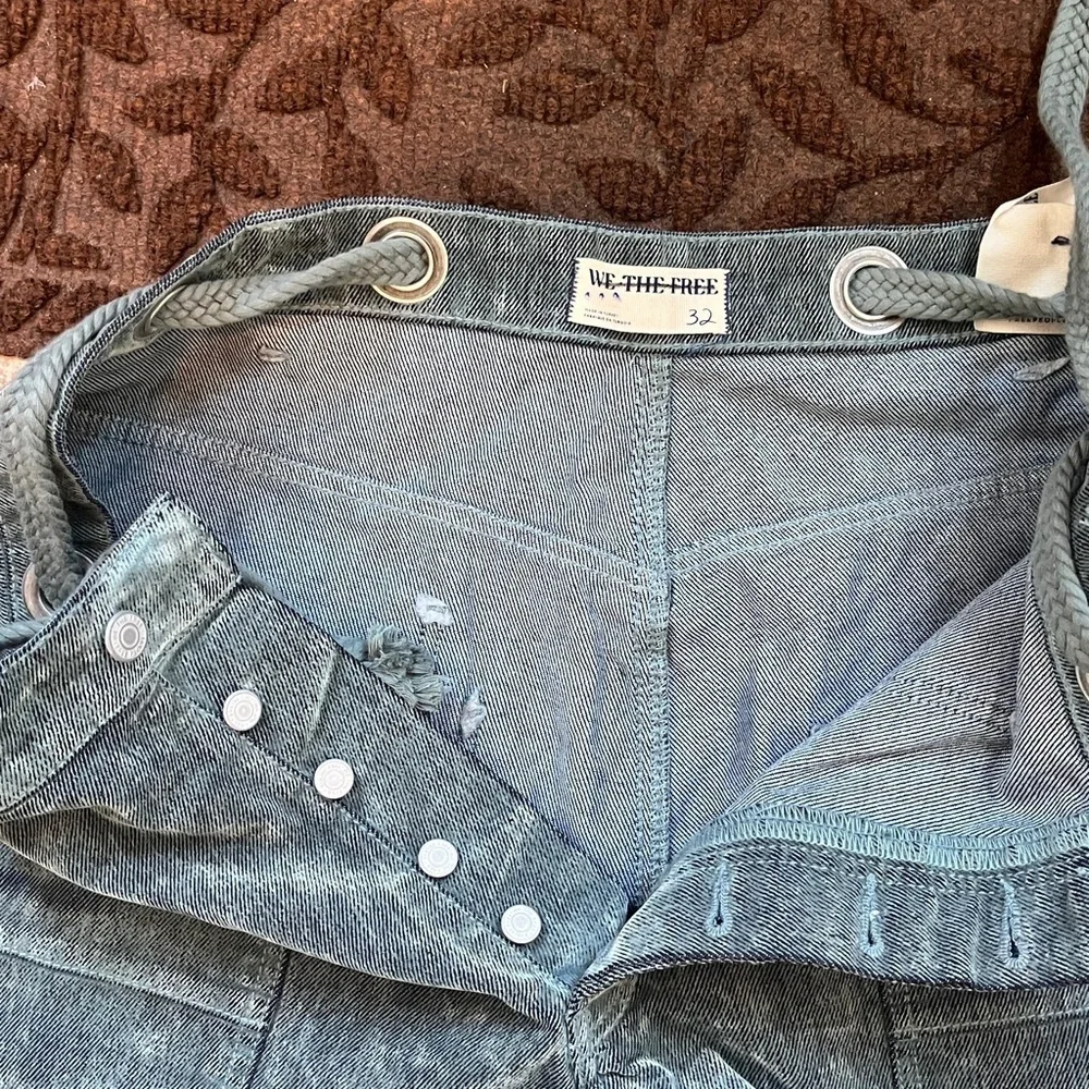Free People We The Free Moxie Flocked Pull-On Barrel Jeans 32 NWT